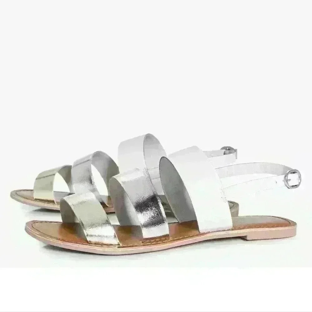 NEW NIB Boohoo Women's Annabel Multi Coloured Leather Flat Sz 9 US $30